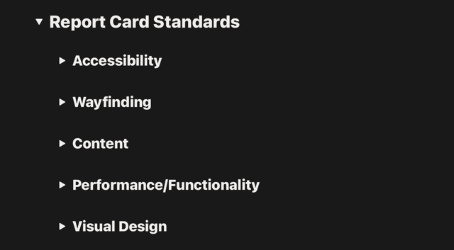 A screenshot of the standards section in the report card template.